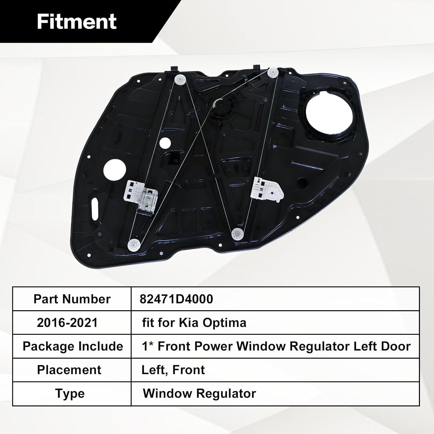 SecosAutoparts Front Left Side Power Window Regulator Compatible with Kia Optima 2016-2021 Replace# 82471D4000 82471-D4020 Front Driver Side Window Regulator
