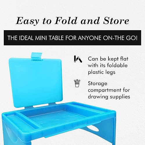 Miniatura 4 de Loddie Doddie Par de escritorio plegable con bolsillo de almacenamiento, color rubor y verde azulado. Uso perfecto para portátiles, viajes, desayuno