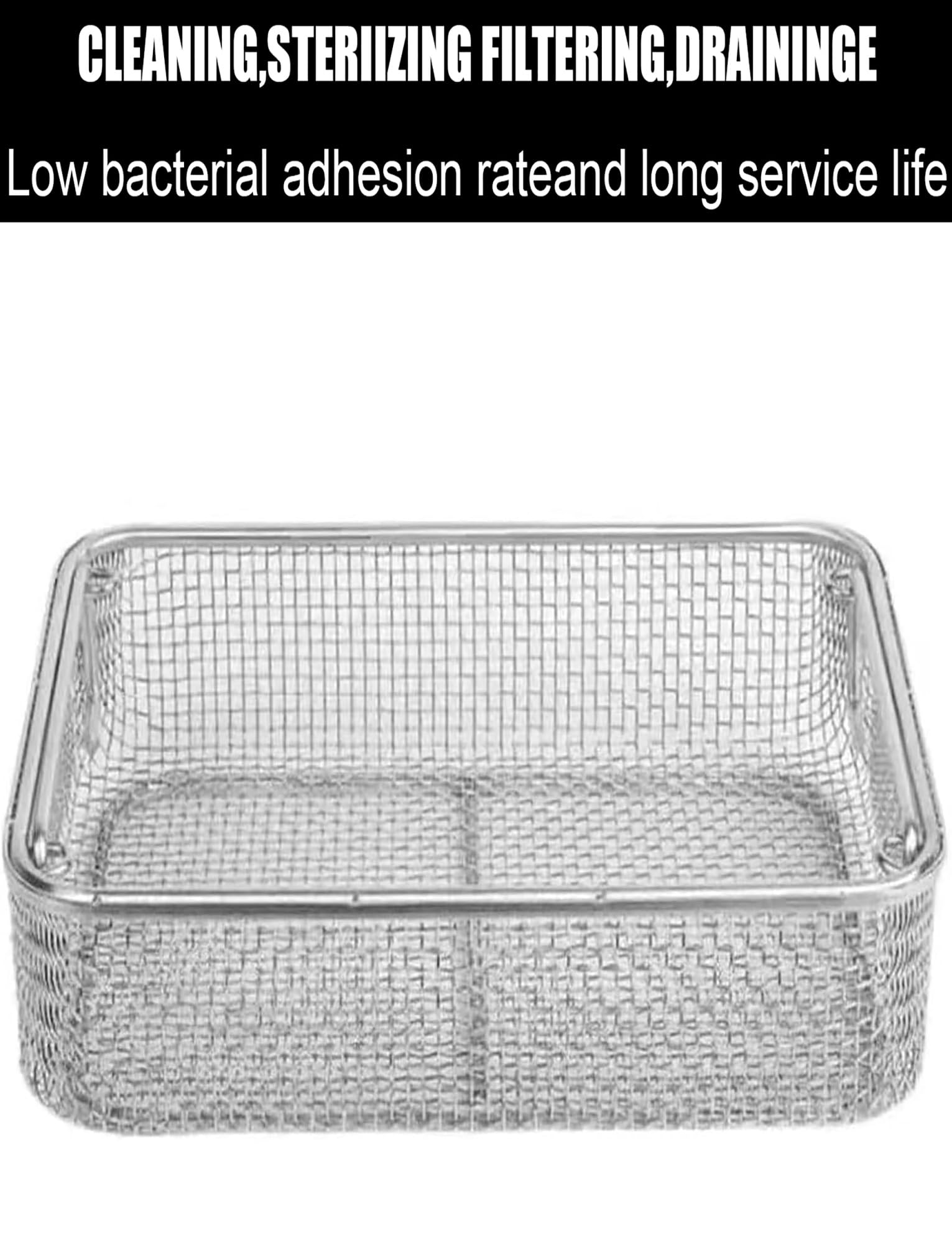 Vassoio di sterilizzazione con cestelli a Rete Perforati in Acciaio Inox 304 per Strumenti medicali, Ideale per ospedali (45x28x7 cm/17,72x11,02x2,76 Pollici)