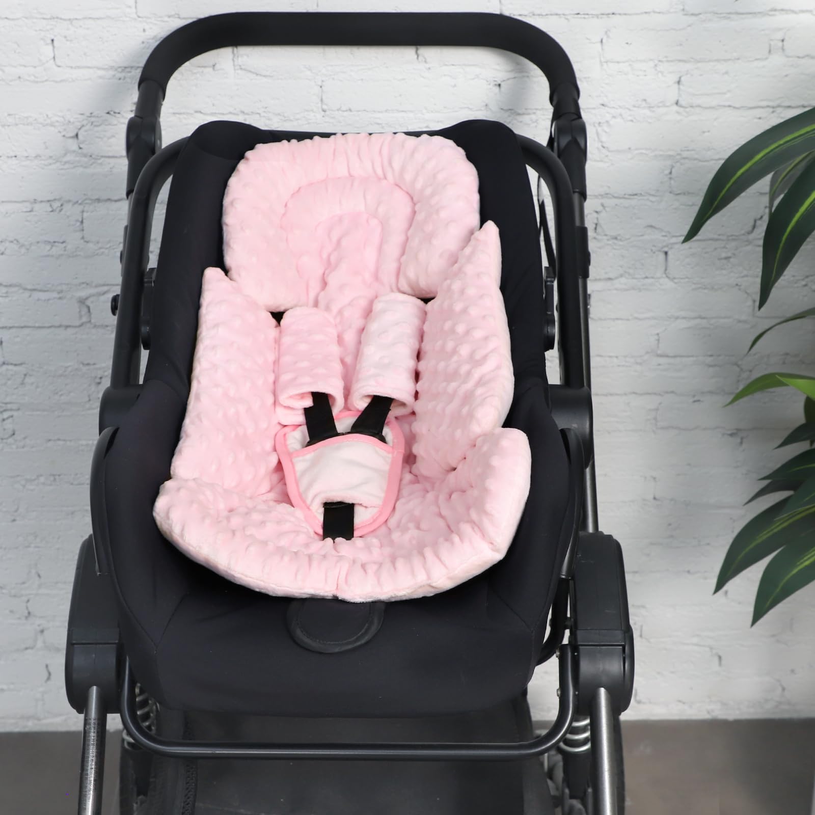 Inserto de asiento de coche para niño y niña, inserto de asiento de automóvil 3 en 1 para recién nacido con almohadillas de correa, soporte de cabeza de asiento de coche para cochecitos de bebé,