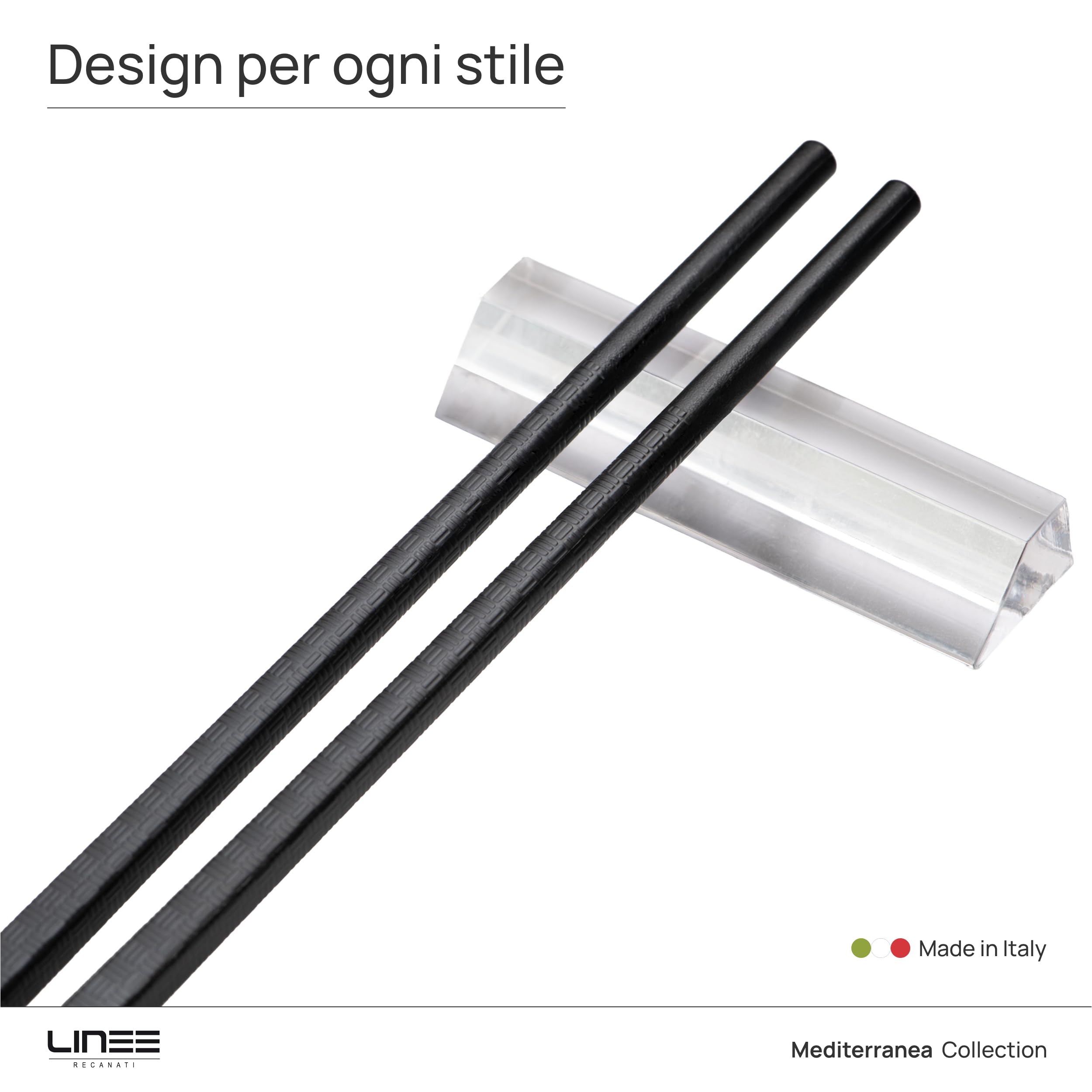 LINEE Recanati MEDITERRANEA Poggiaposate – Kit 6 Pezzi in PMMA Trasparente 7x2x1 cm – Accessorio da Tavola Elegante – Made in Italy