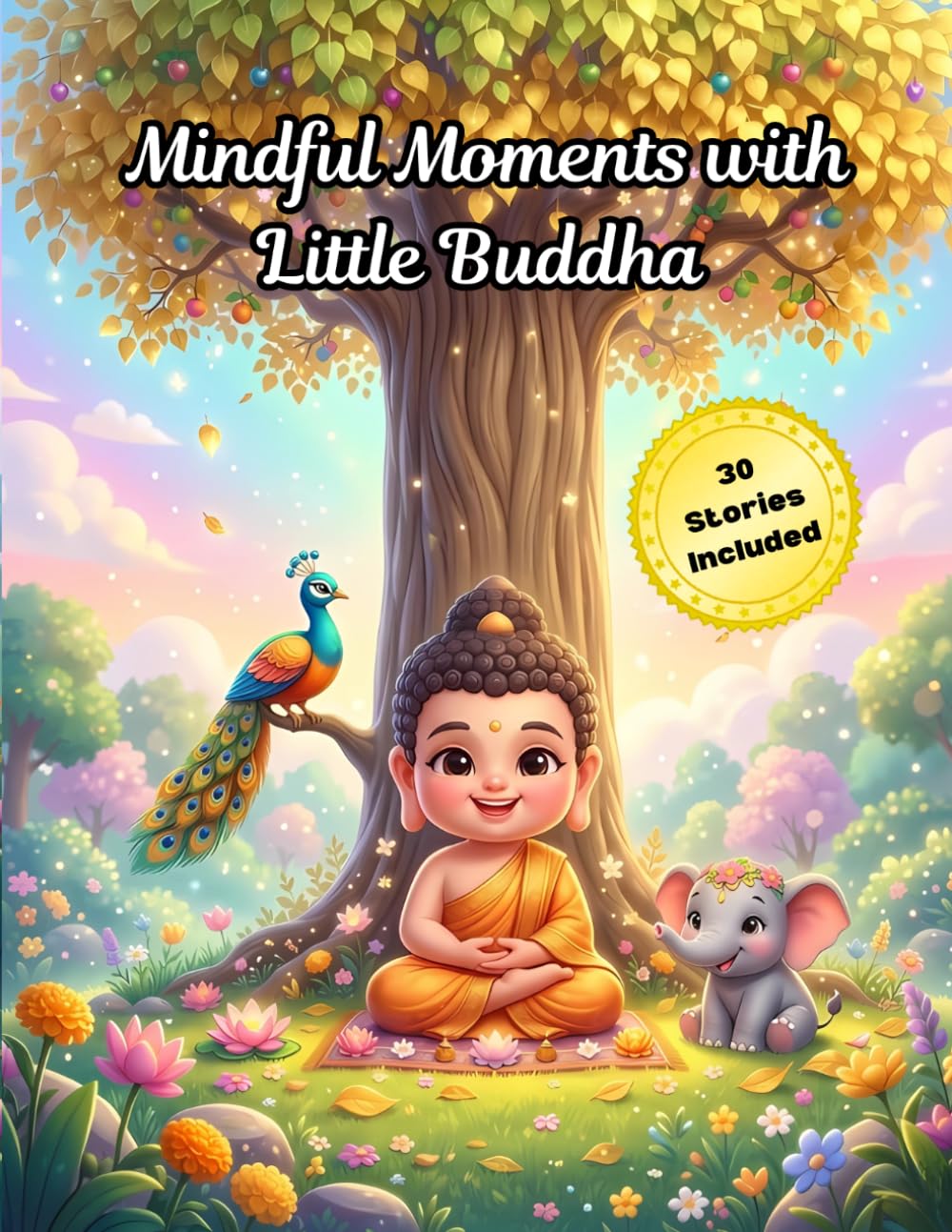 Mindful Moments with Little Buddha: A Bold and Easy Story Coloring Book for Kids: 30 Heartwarming Zen Tales to Teach Kindness, Peace, and Patience
