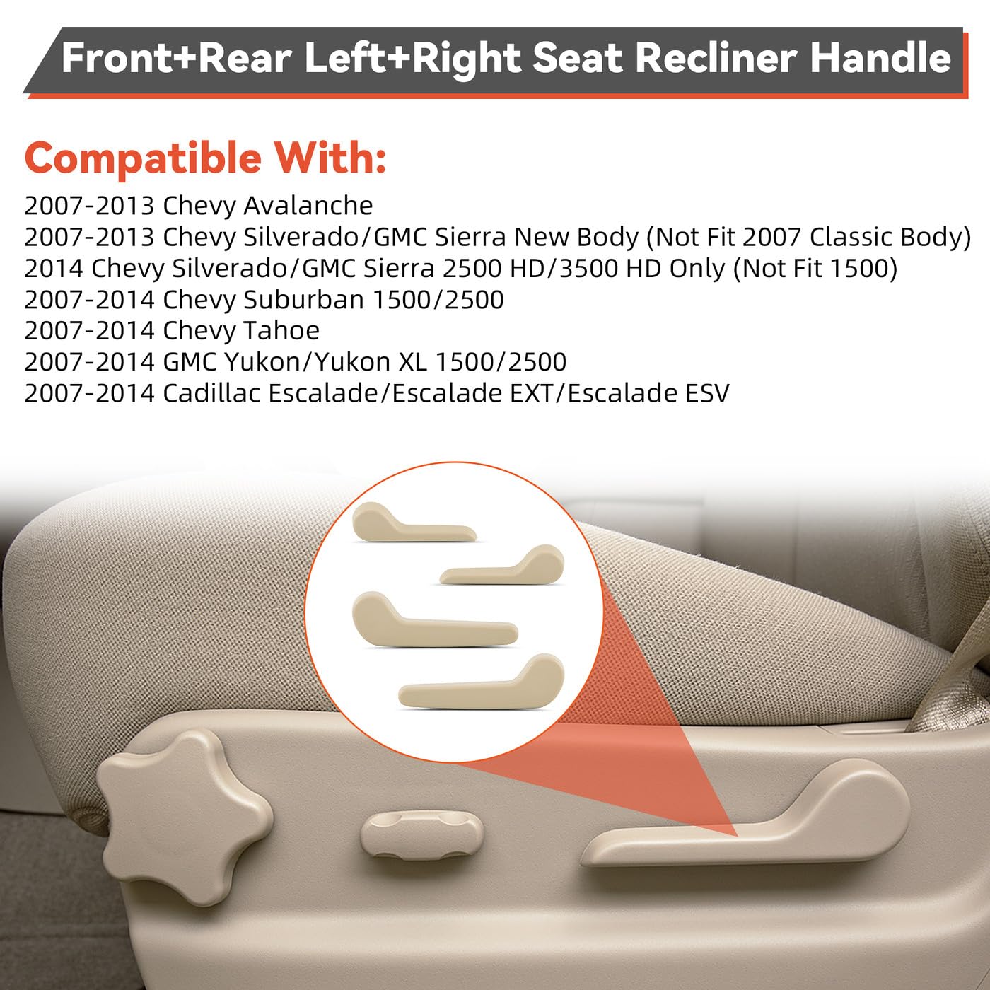 Seat Adjustment Handles 4 Piece Seat Recliner Handle Kit - Black ...