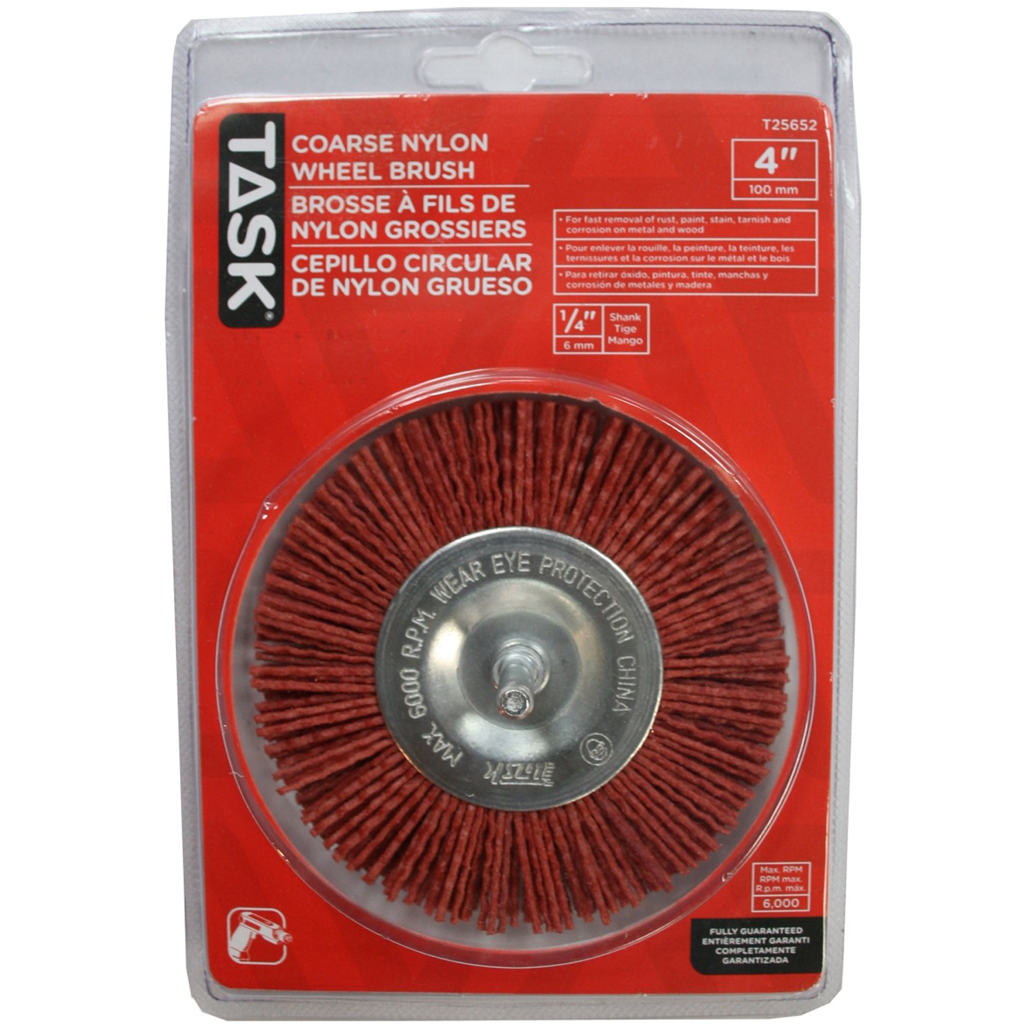 Task T25652 4-Inch Diameter Coarse Nylon Wheel Brush