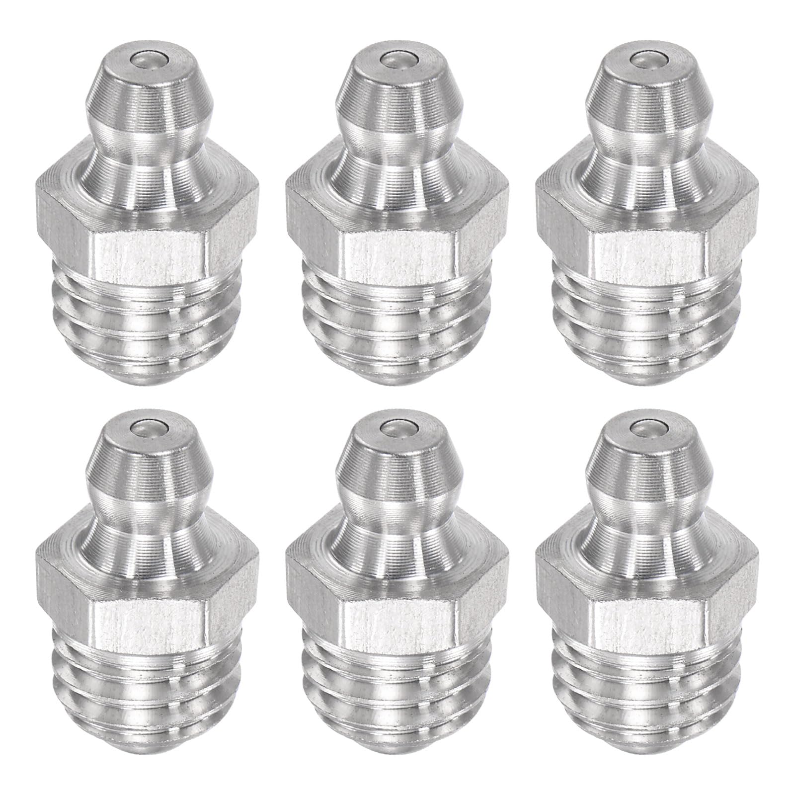 uxcell 6Pcs Metric Stainless Steel Straight Grease Fitting M10 x 1.5mm Thread Hydraulic Grease Fitting Accessories