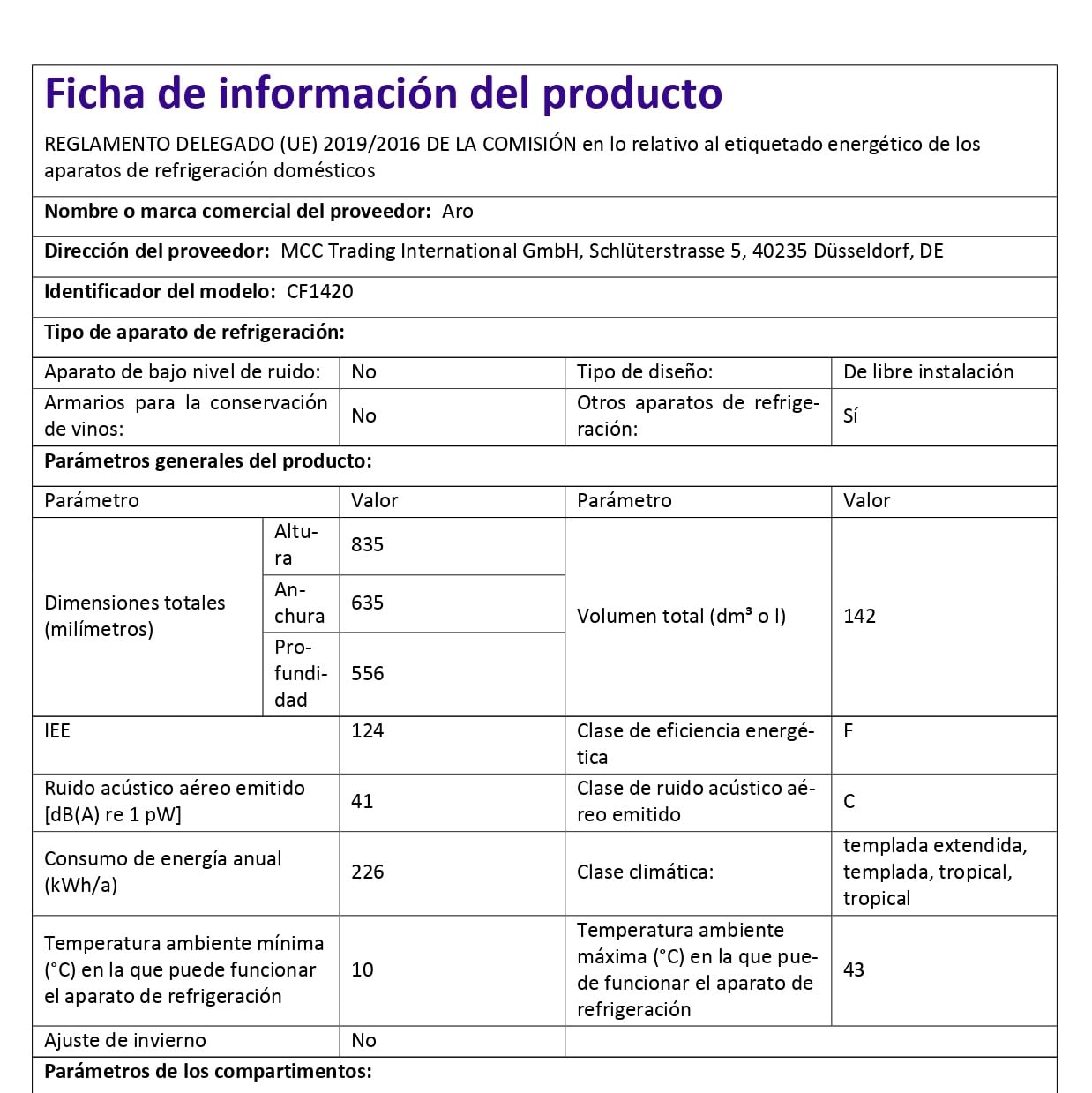 aro Congelador Horizontal CF1420E,142 L, 5°C a -24°C, descongelación Manual, Clase energética F, Cesta incluida, Blanco