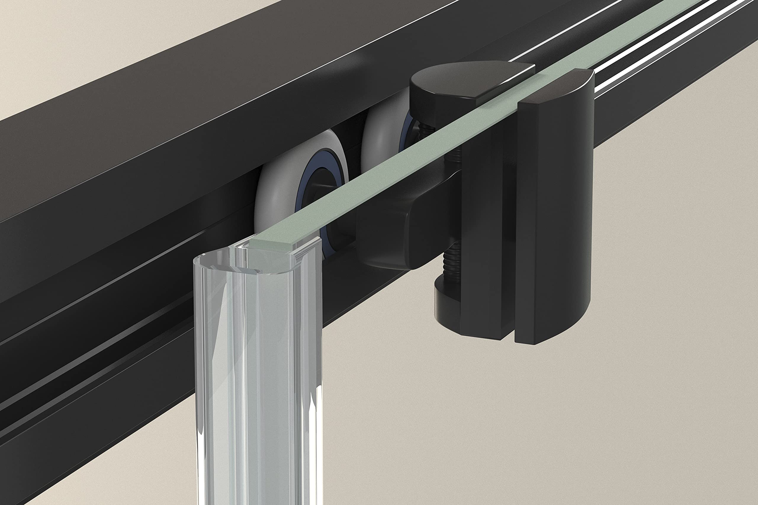 Mampara Ducha Frontal Corredera 1 Puerta Corredera 1 fijo | Cristal templado 6mm Antical Transparente | Altura 195cm | Perfilería Negro Mate | 155cm (Adaptable 149-154cm)