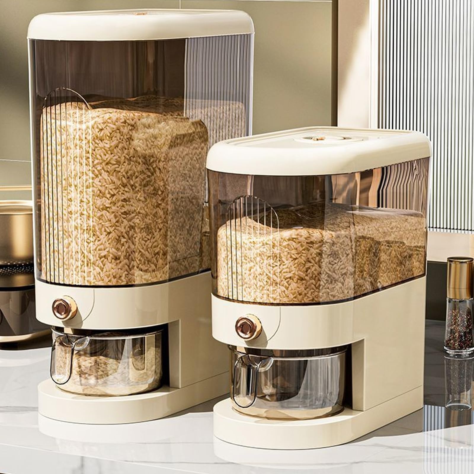 Contenedor hermético de almacenamiento de arroz con doble sello de silicona, dispensador multiusos para alimentos secos y cereales, ideal para organizar la cocina