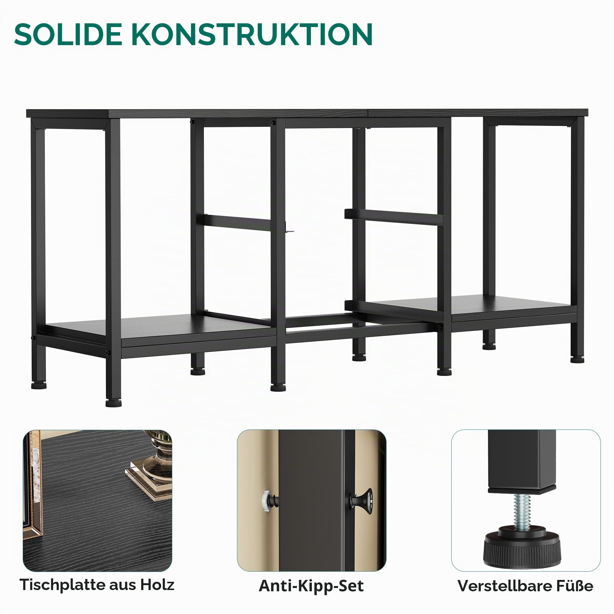 YITAHOME TV Schrank für bis zu 47 Zoll Fernseher, Fernsehtisch Mediaschrank mit 2 Stoffschubladen & 2 Ablagefächern, 110 x 30 x 50 cm Stahlgestell TV Lowboard für Wohnzimmer & Schlafzimmer
