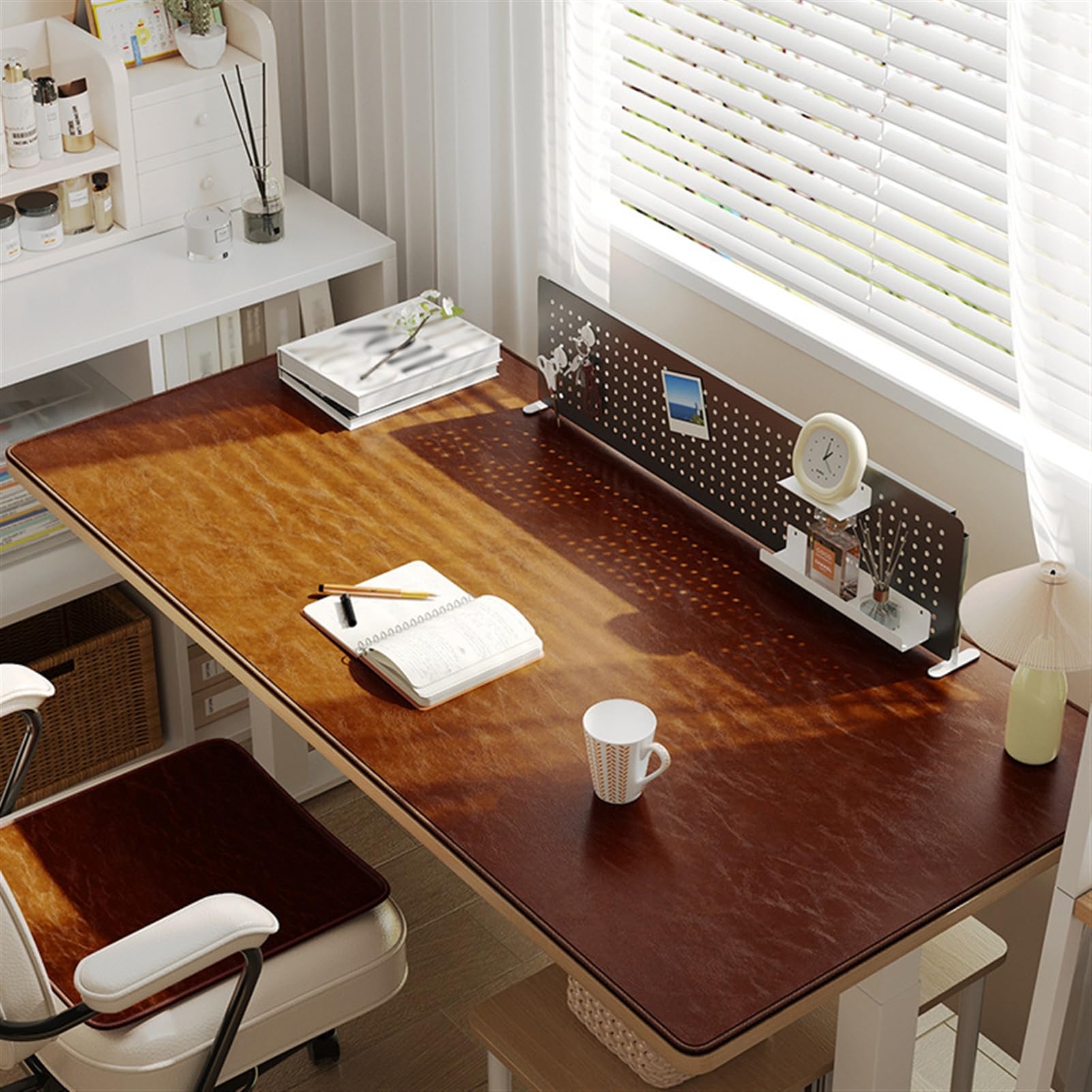 Sottomano, 90x120cm tappeto da ufficio, Pelle PU Impermeabile, Tappetino Tastiera e Mouse, Tappetino PC Scrivania, per Casa Ufficio, Antiscivolo, marrone