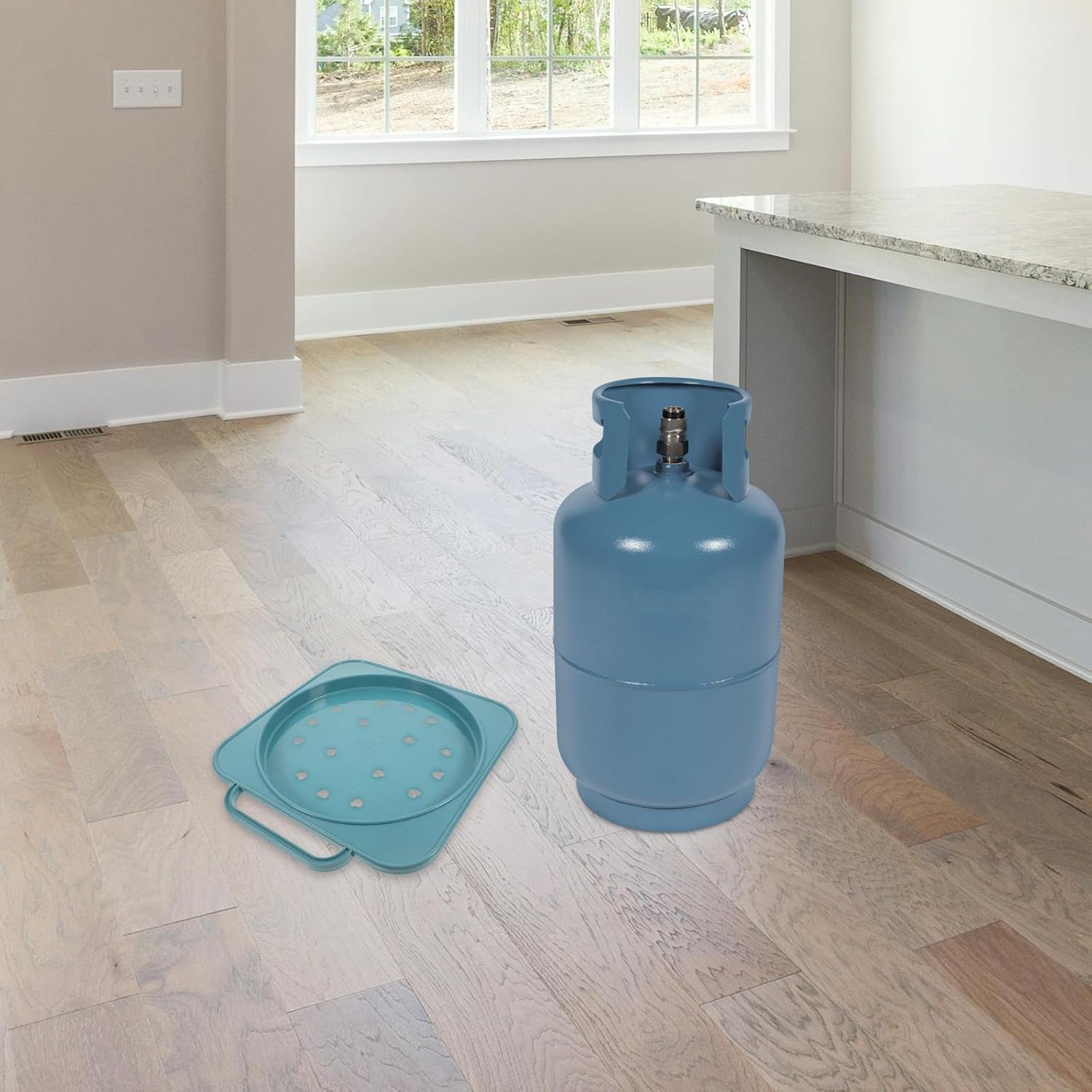 COLLBATH Portable Propane Tank Holder Pp Cylinder Cart with Wheeled Base and Handle, Sturdy Construction Resistant to Wear, Cylinder Fixed Rack for Kitchen Use