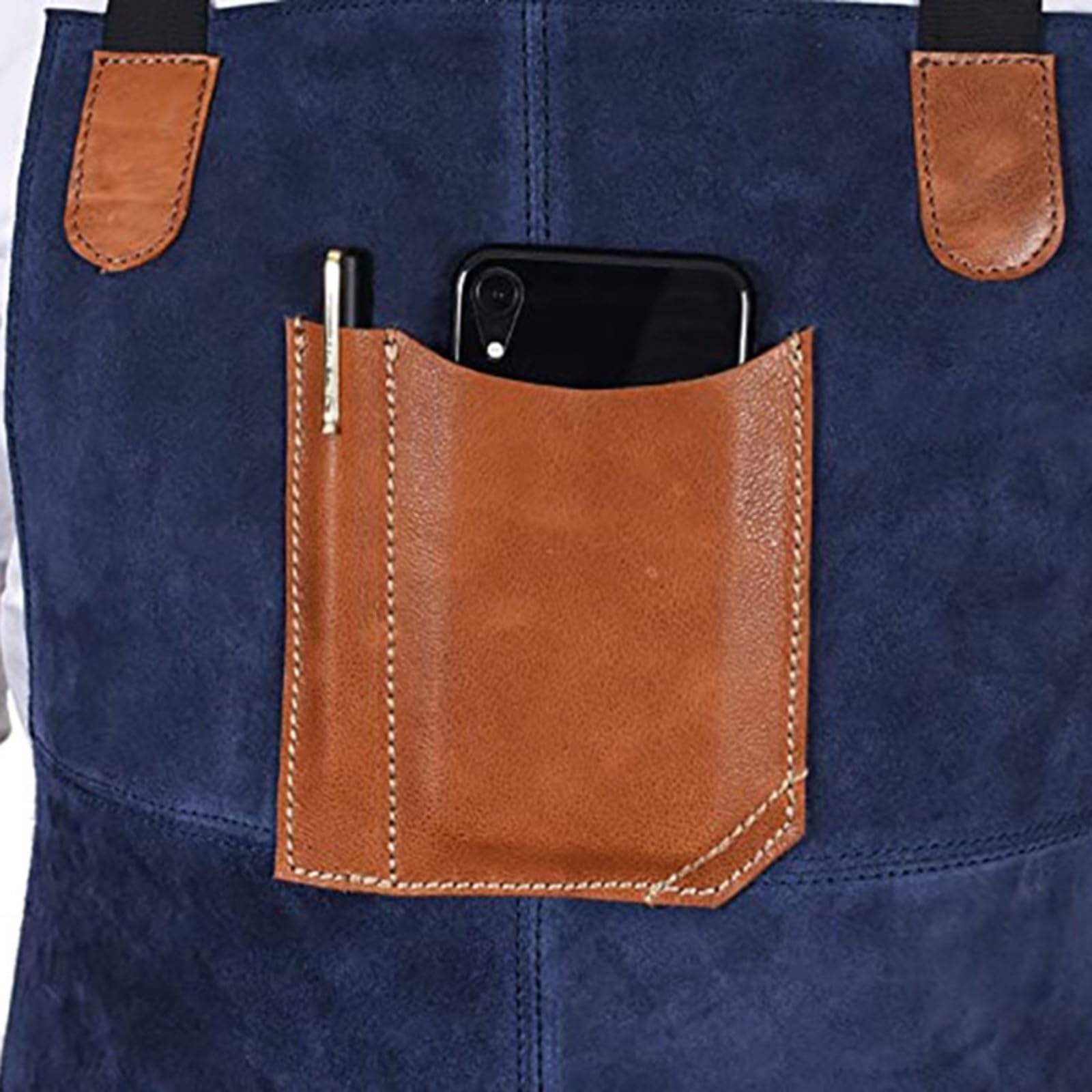 Tablier robuste en polaire et cuir synthétique pour atelier
