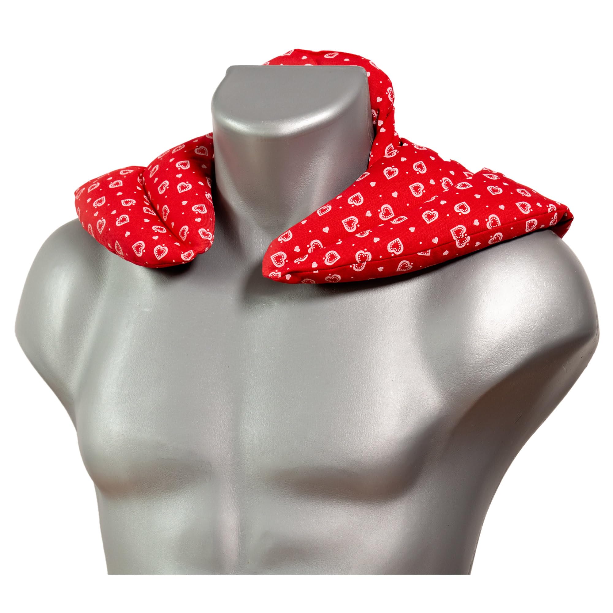 Cojín cervical con cuello alto, diseño de corazones, color rojo y lavanda