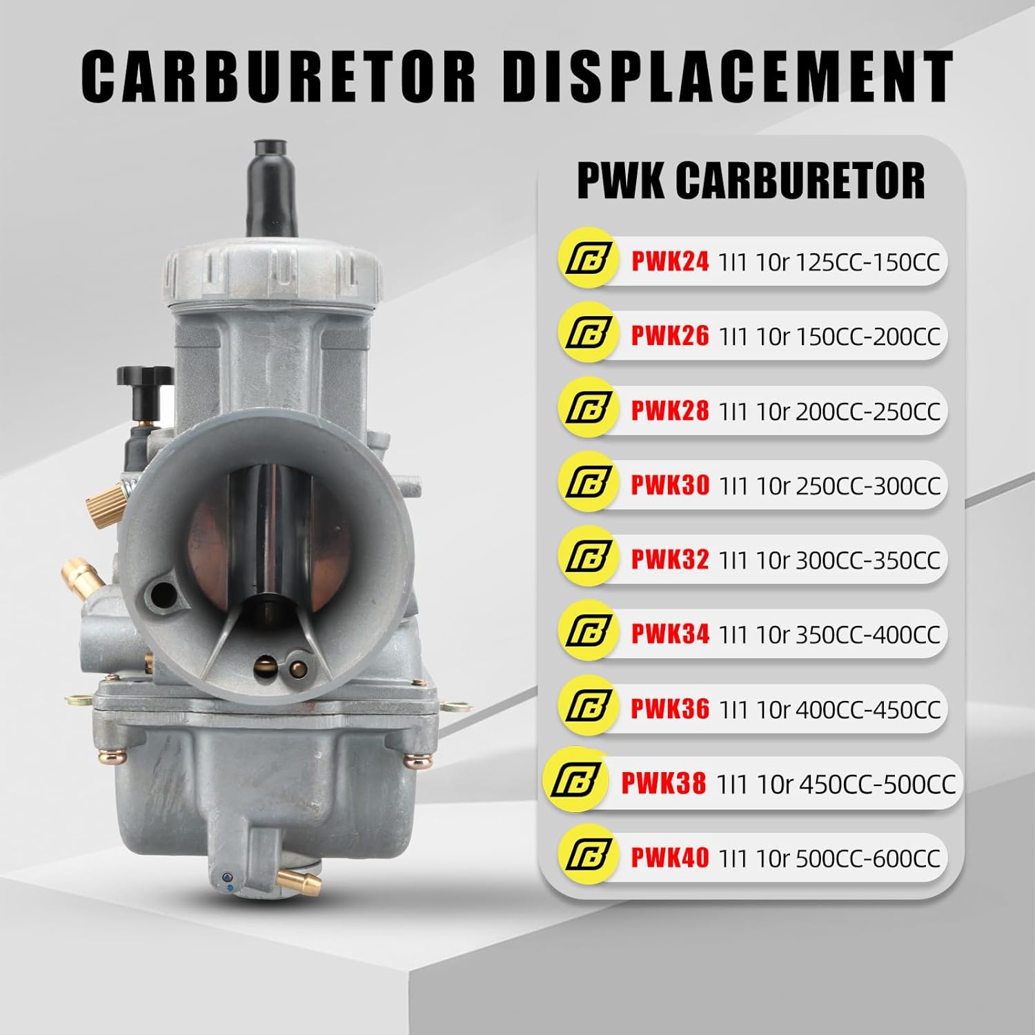NIBBI PWK38 Carburetor,Motorcycle Carb fit for 450cc500cc ATV Go Kart