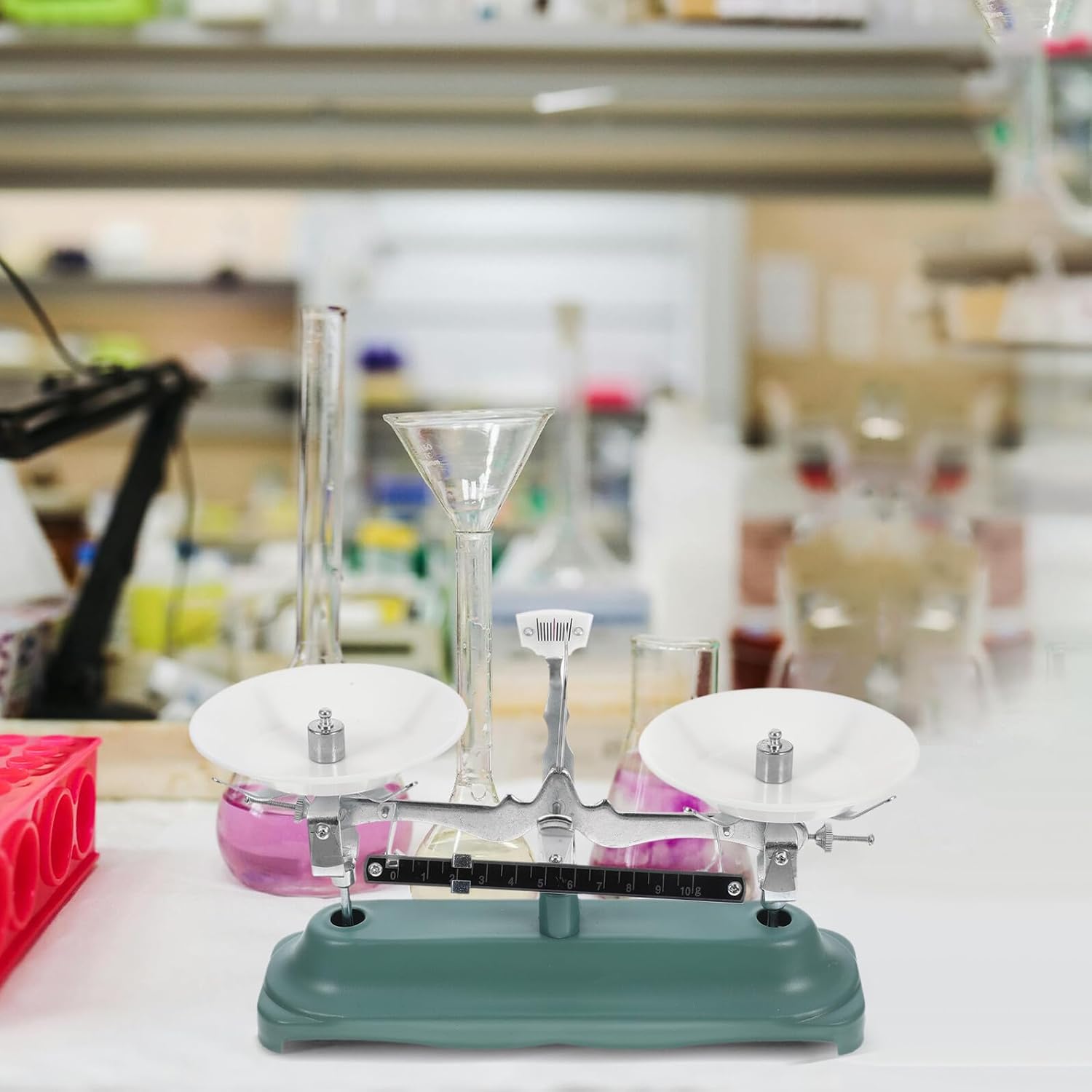 SECFOU Portable Three-Rod Balance Scale with Weights Precise Scientific Laboratory Tool for Teaching Chemistry Experiments and Accurate Measurement