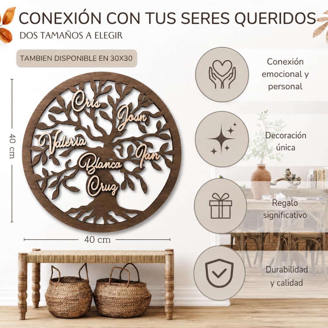 Amaisso® Arbol de la Vida Personalizado para Decoracion del Hogar - Regalos para Bodas de Oro - Adornos Pared Salon - Árbol Genealógico Familiar para Aniversario, Cumpleaños, Abuelos - Regalo Original