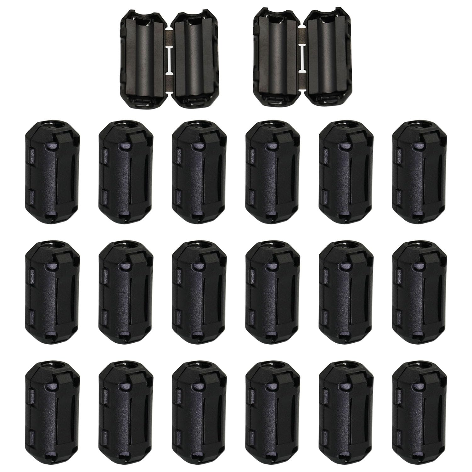 Didamx 20Pcs 7mm Black Clip-on Ferrite Ring Core RFI EMI Noise Suppressor Anti-Interference Cable Clip for HDMI USB Cable Video Cable Power Cord