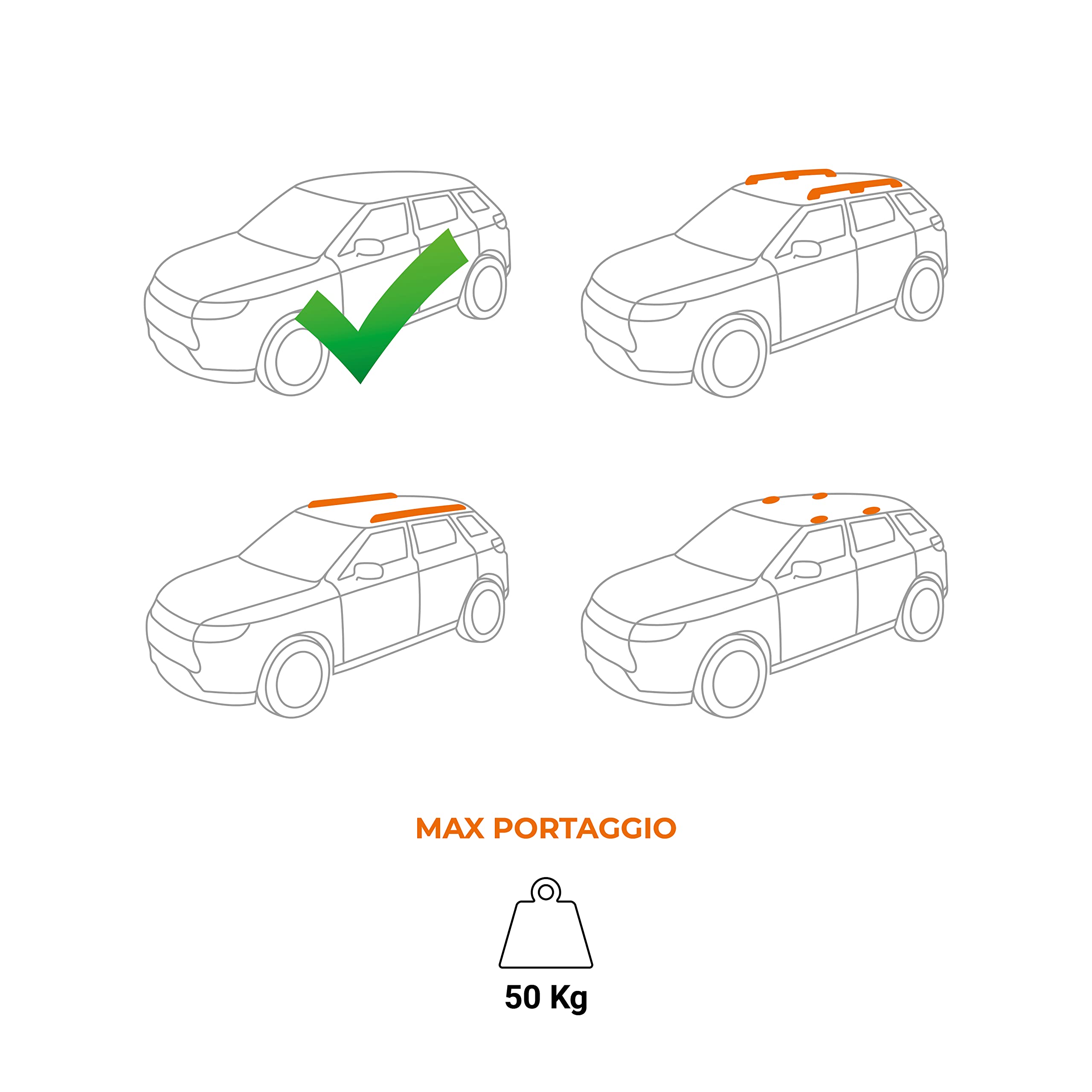 Tetrax Barre portatutto portapacchi auto, Compatible VOLKSWAGEN Golf VII 5 PORTE (5G) 2012 > 2020