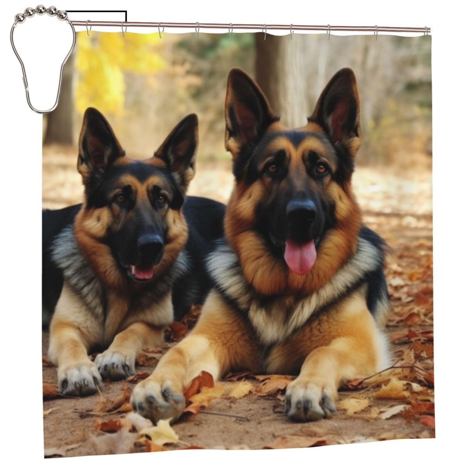 FodPand German Shepherd Dog Shower Curtain 70"x70" Waterproof Long Bathroom Curtain Heavy Duty Thick Cloth Bath Curtain Set with Hooks, Modern Abstract Art Pattern Bathroom Shower Curtains