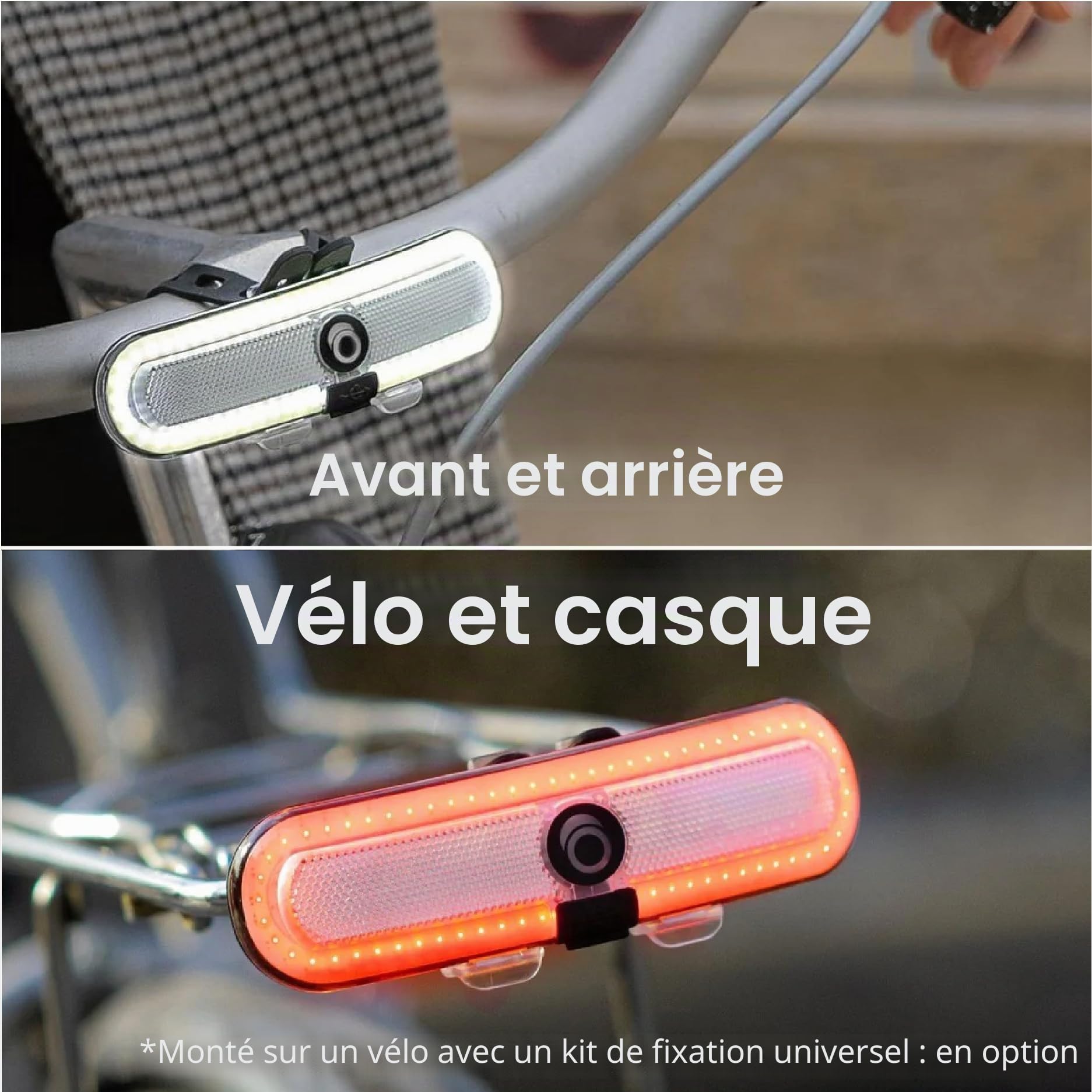 Phare Avant/arrière OxiLum avec poignée de Frein pour système d'avertissement de freinage