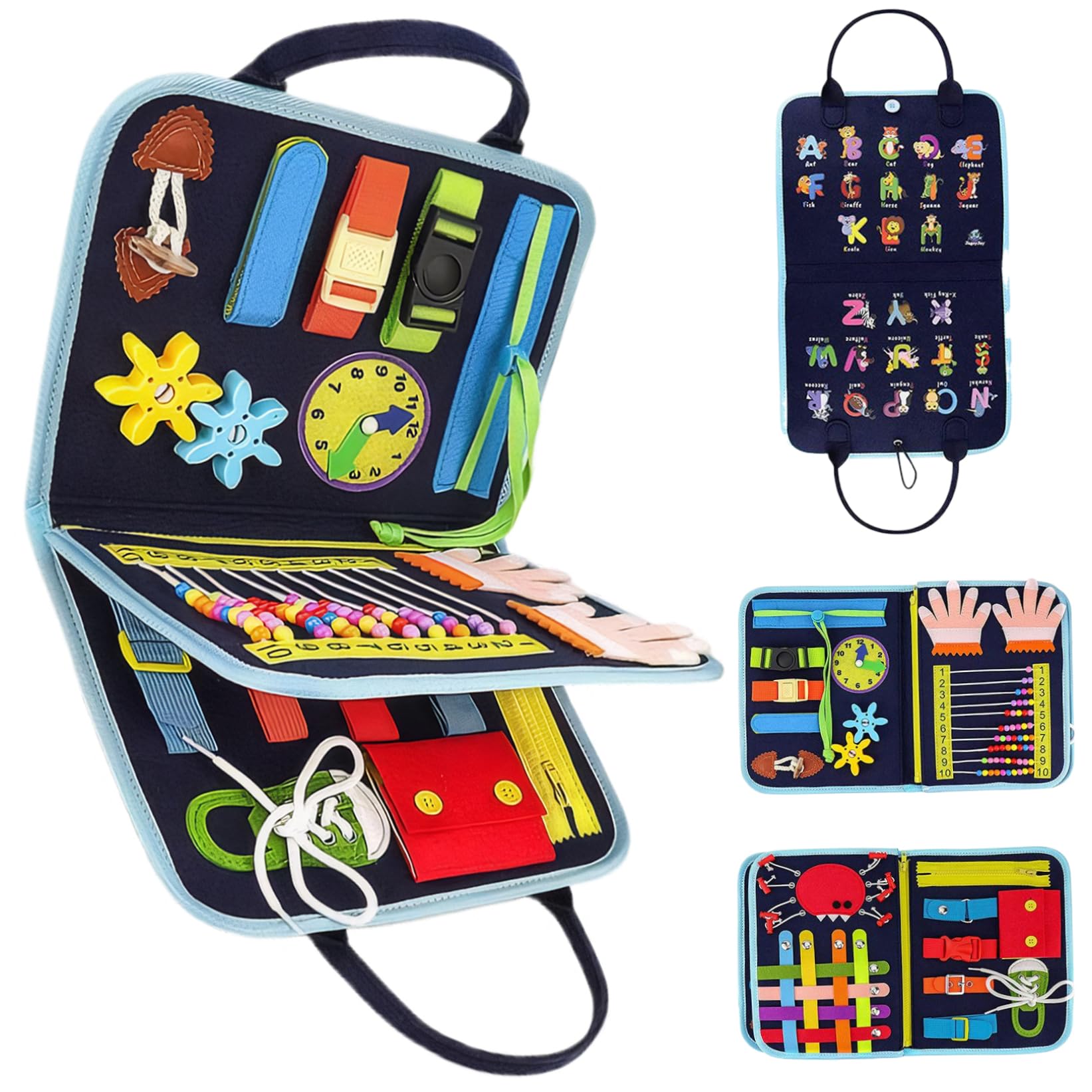 Fidget Blanket for Elderly, Portable Sensory Blanket Memory Loss Fidget Toys, Anxiety Relief Autistic Activities Pad, Improves Mental Stimulation Dementia Alzheimers Toys for Autistic Children
