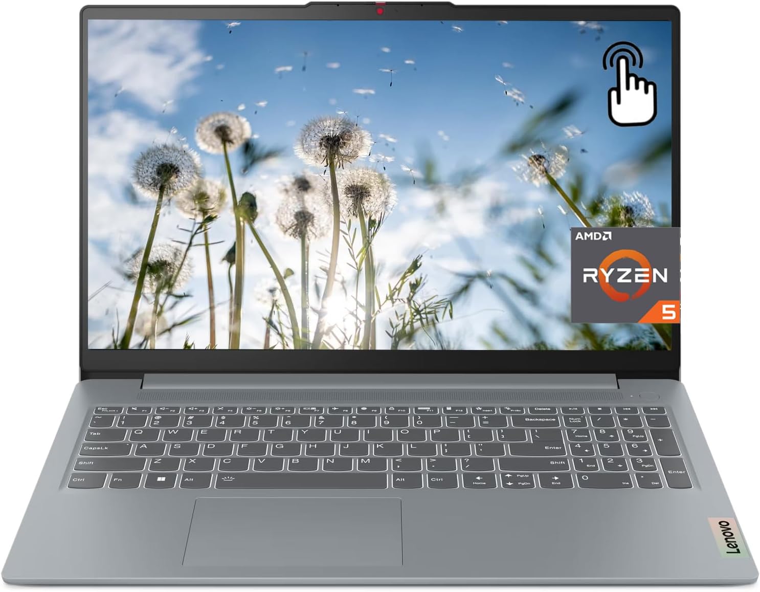 Lenovo IdeaPad Slim 3i 15.6" FHD Touch Laptop, AMD Ryzen 5 7520U(Beat i7-1255U), AMD Radeon 610M, 8GB LPDDR5 RAM, 512GB SSD, Backlit Keyboard, Fingerprint Reader, Win 11 Home, Grey, EAT 16GB USB Pen