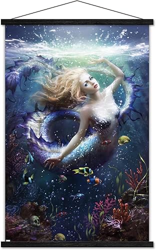 Vista 13 de Trends International Melanie Delon - Onde-Scales Mermaid Wall Poster, 22.37" x 34.00", Premium Print and White Hanger Bundle