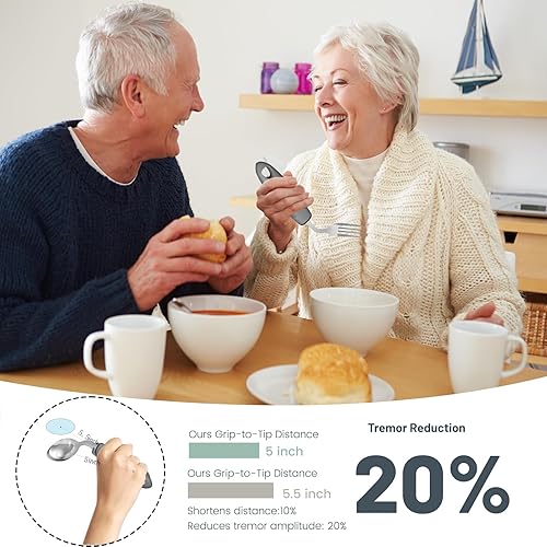 Miniatura 2 de Juego de utensilios adaptativos, utensilios de Parkinson, cubiertos con peso para temblores de manos, ancianos, artritis, Parkinson, equipo