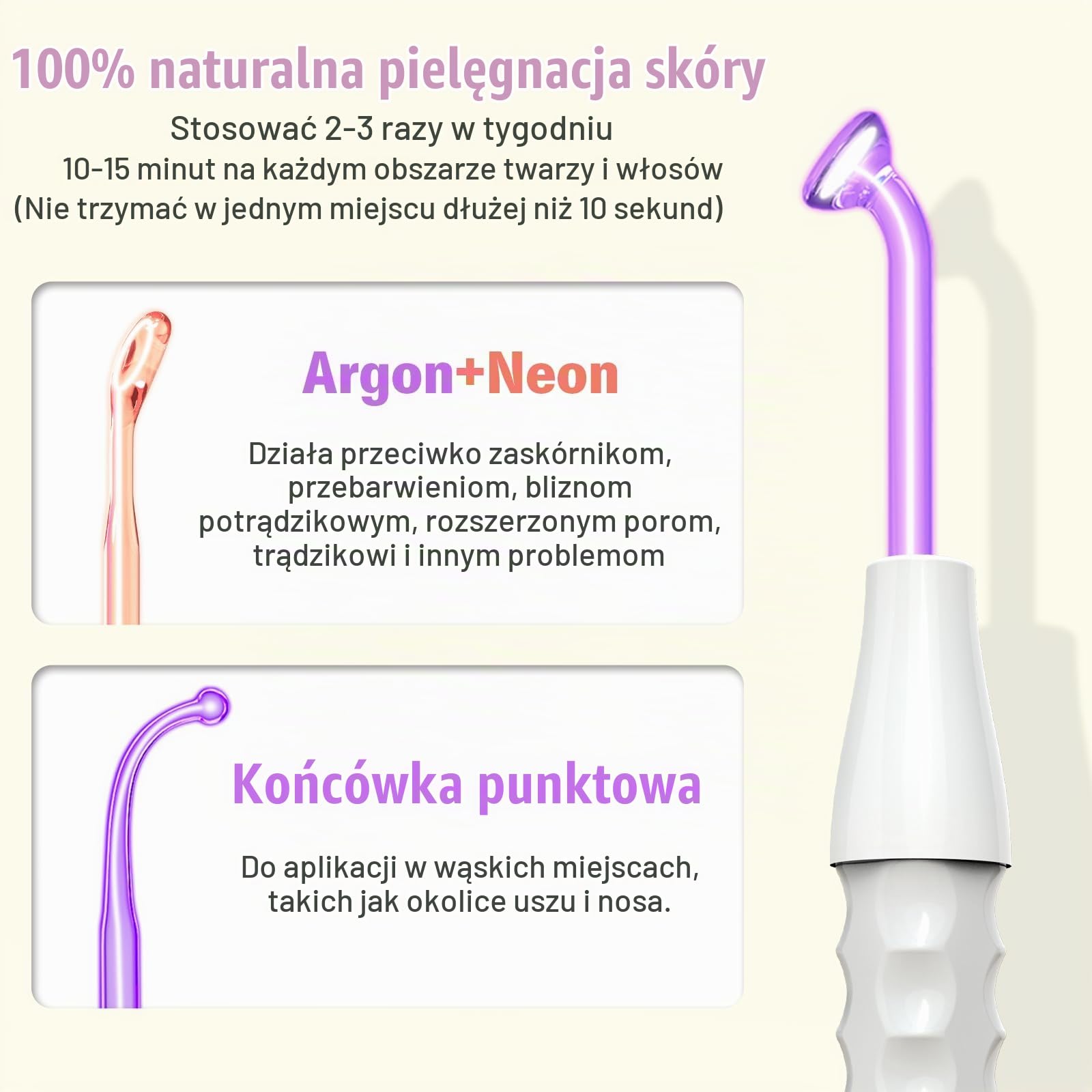 Maszynka do twarzy o wysokiej częstotliwości, 6 szt., neonowe pręty gazowe i pałeczki z argonem, urządzenie do pielęgnacji skóry, leczenia trądziku, ujędrniania skóry, redukcji zmarszczek