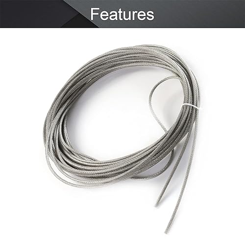 Miniatura 8 de Othmro Cuerda de alambre de acero inoxidable 304 de 26.25 pies, cable de alambre de metal flexible de 0.16 pulgadas de diámetro para barandilla,