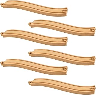6 Pieces Ascending Wood Train Tracks Wood Train Tracks Expansion Compatible with Most Train Tracks Wood Train Track Connectors for Girls Boys Birthdays (6 PCS
