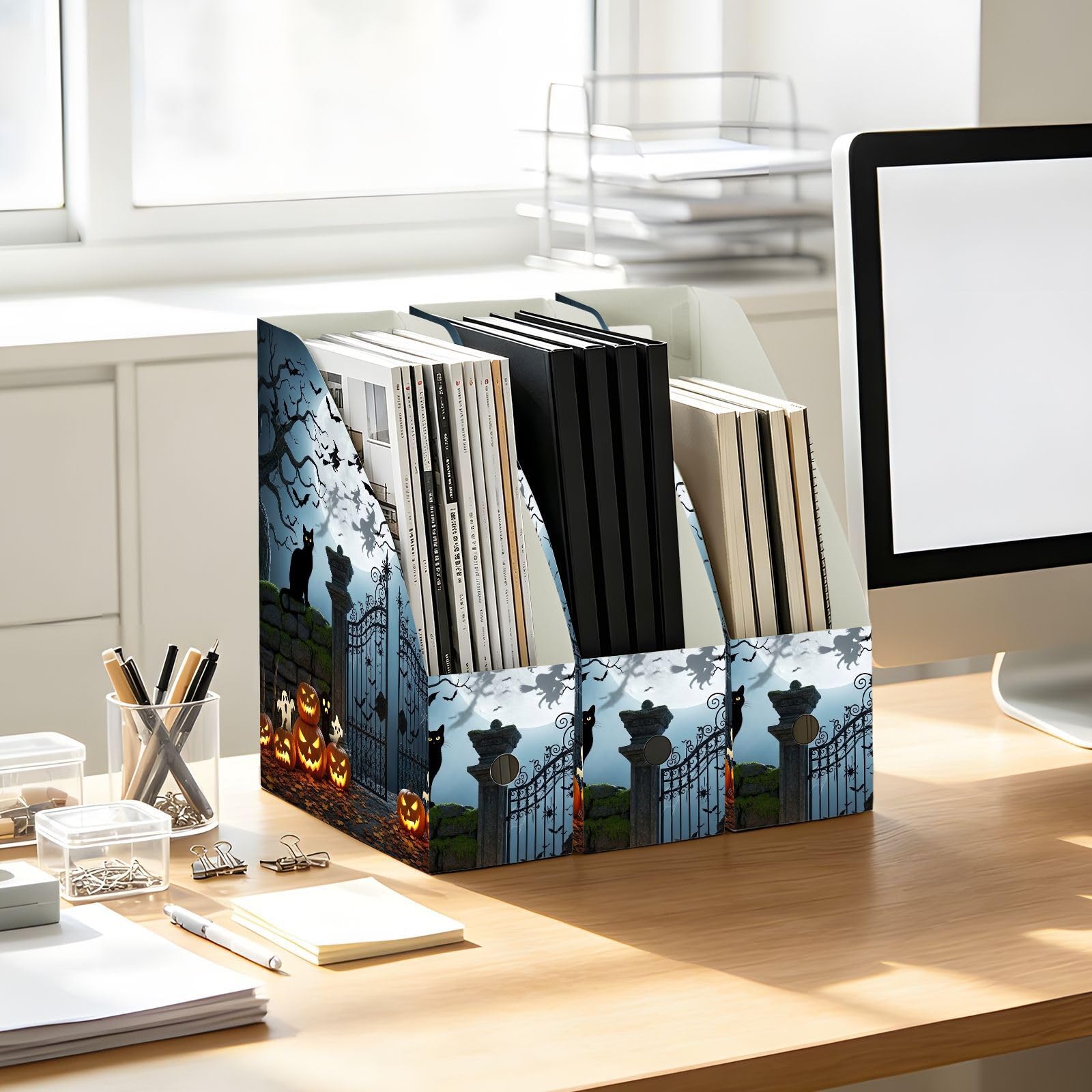 Organiseur de fichiers vertical noir Cartoon Halloween