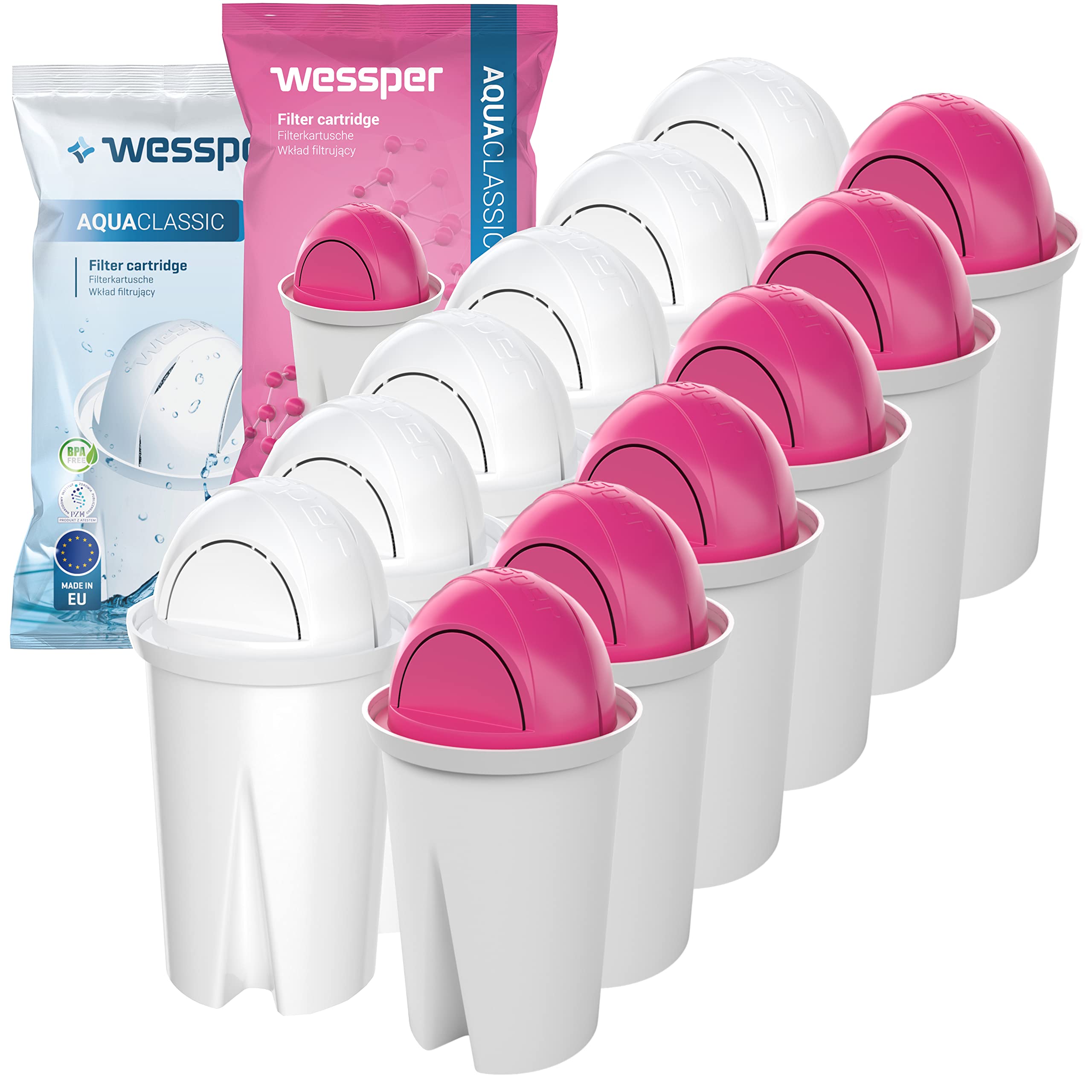 Wessper 6x Magnesio Classic +6x Standard Filtros de Agua de Repuesto, Reemplazo para Brita Classic, Pack 6+6