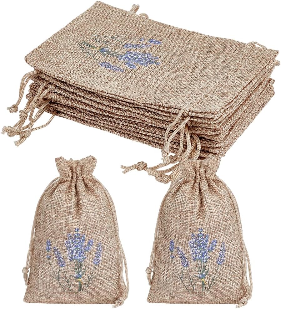 16 bolsas de lavanda con cordón pequeño de lino