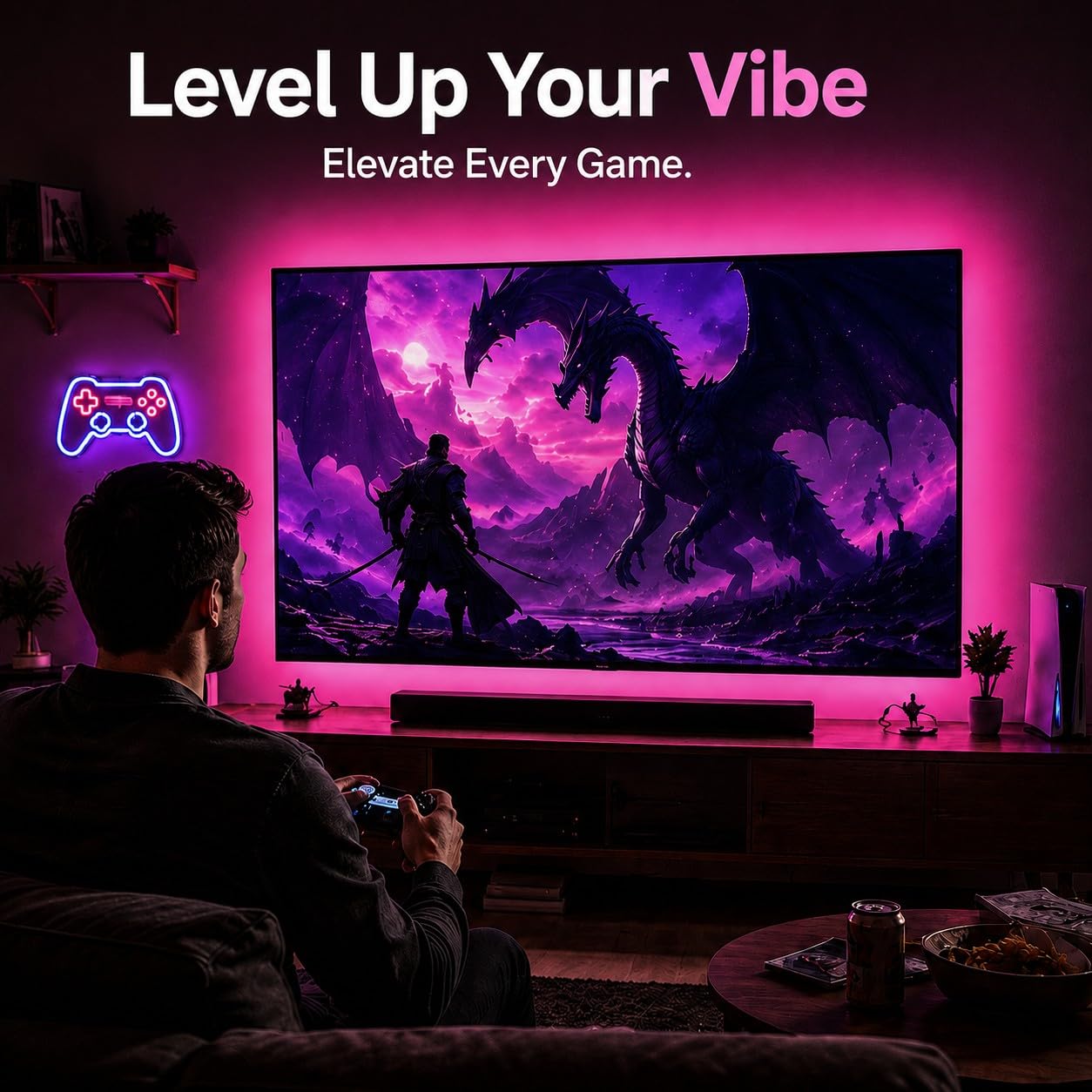 MORIACC TV LED Lichter 4.0 m, LED Lichter für TV 32-55 Zoll TV LED Hintergrundbeleuchtung Musik Sync mit TV, RGB LED Streifen Lichter für TV mit Fernbedienung APP Steuerung, USB TV Lichter hinter