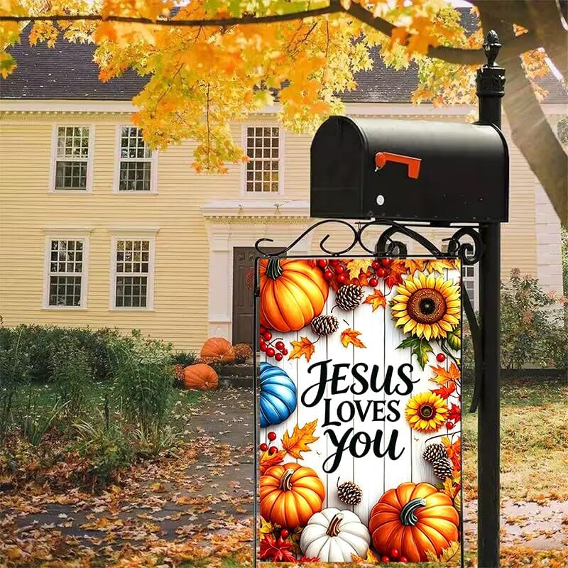 Fall Jesus Love You Garden Flags 12x18 Double Sided image 5