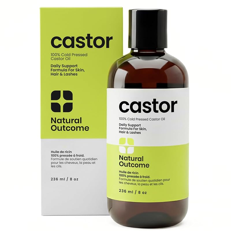 Óleo de rícino natural outcome, 100% puro, prensado a frio e sem hexano, 240 mL
