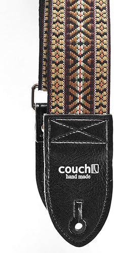 Miniatura 4 de Correa de guitarra boho de los años 70 con cinturón de seguridad reciclado, fabricado en Estados Unidos por Couch Guitar Straps, 70s Sunburst