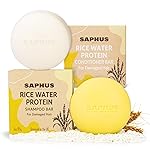 SAPHUS Rice Water Shampoo Bar & Argan Conditioner Bar Set - Strengthening & Nourishing Hair Care Duo for Fine or Weak Hair - Solid Shampoo and Conditioner Bars for Growth, Shine & Scalp Balance