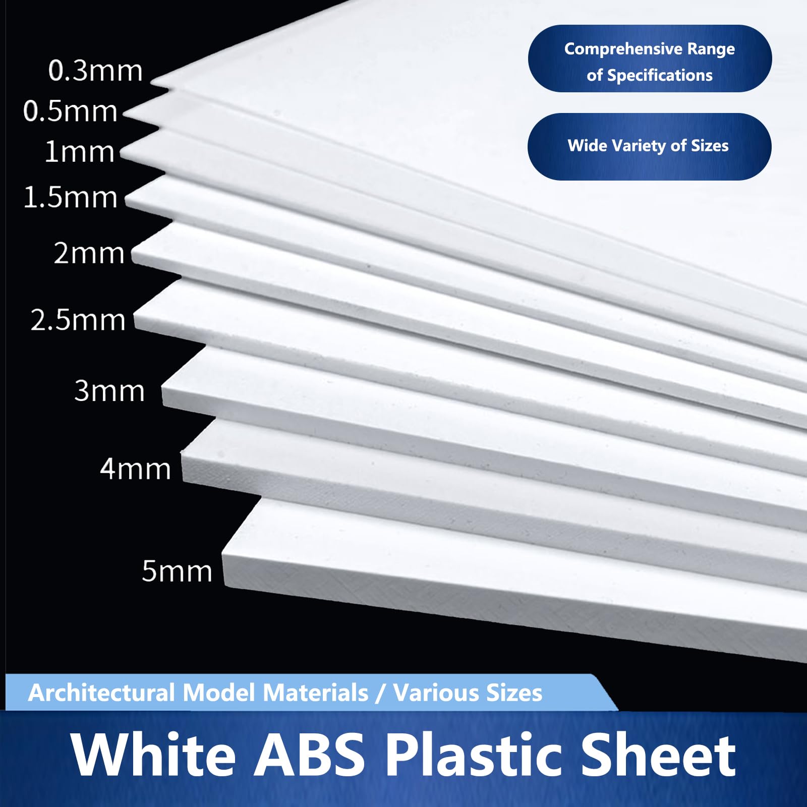 Pannelli ABS Plastica Bianca 300mm*500mm Fogli Rigidi Opachi Styrene per Incisione Laser CNC DIY Bricolage Modellismo Montaggio Plastica Resistente e Duratura,300mm*500mm*15mm