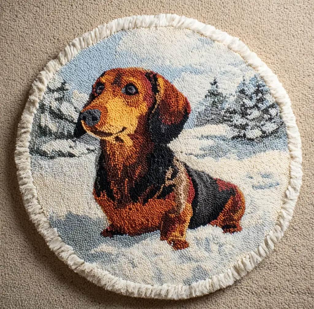 Kitquiver Latch Hook Rug Kit,Dachshund 50X 50Cm