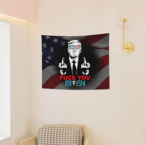 Miniatura 4 de Rqwaaed Fuck You Biden Divertido tapiz de dedo medio Trump adorna perfectamente la pared, 29 x 37 pulgadas