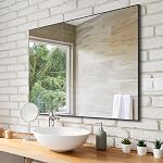 Nitin Large Modern Wall Mirror, 36" x 24" Rectangle Wall Mounted Mirror Hangs Horizontal or Vertical for Bedroom / Bathroom