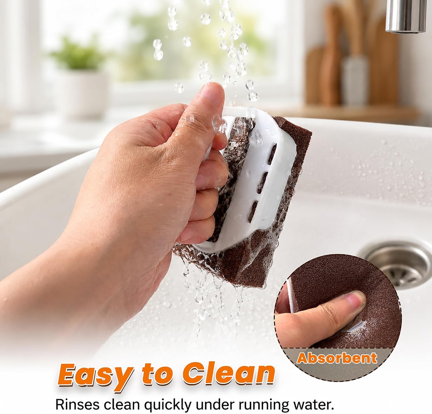 8 Pack Carborundum Sponge with 2 Handles - High Density Emery Sponge Scrubber for Bottom of Pot & Pan, Stovetop, Grills, Sink, Dish Stains Cleaning Pad Rust Sponge Erasers Kitchen Metal Rust Removers