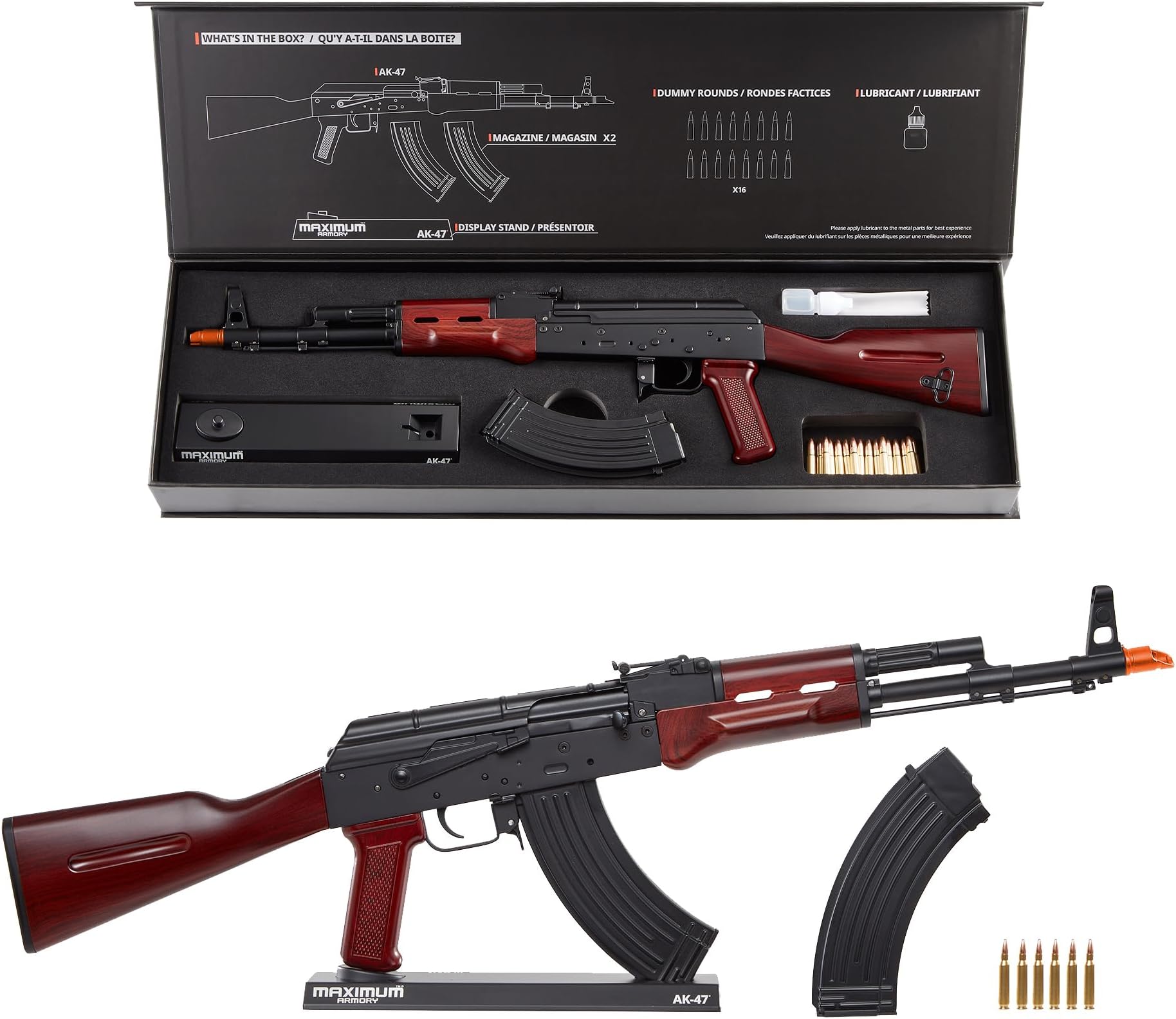 MAXIMUM ARMORY Miniature AK-47 Model Kit 1:1.67 Scale - No Firing Function Diecast Metal Model Set for Adults and Kids - Gift for Model Enthusiasts and Ornament Collectors