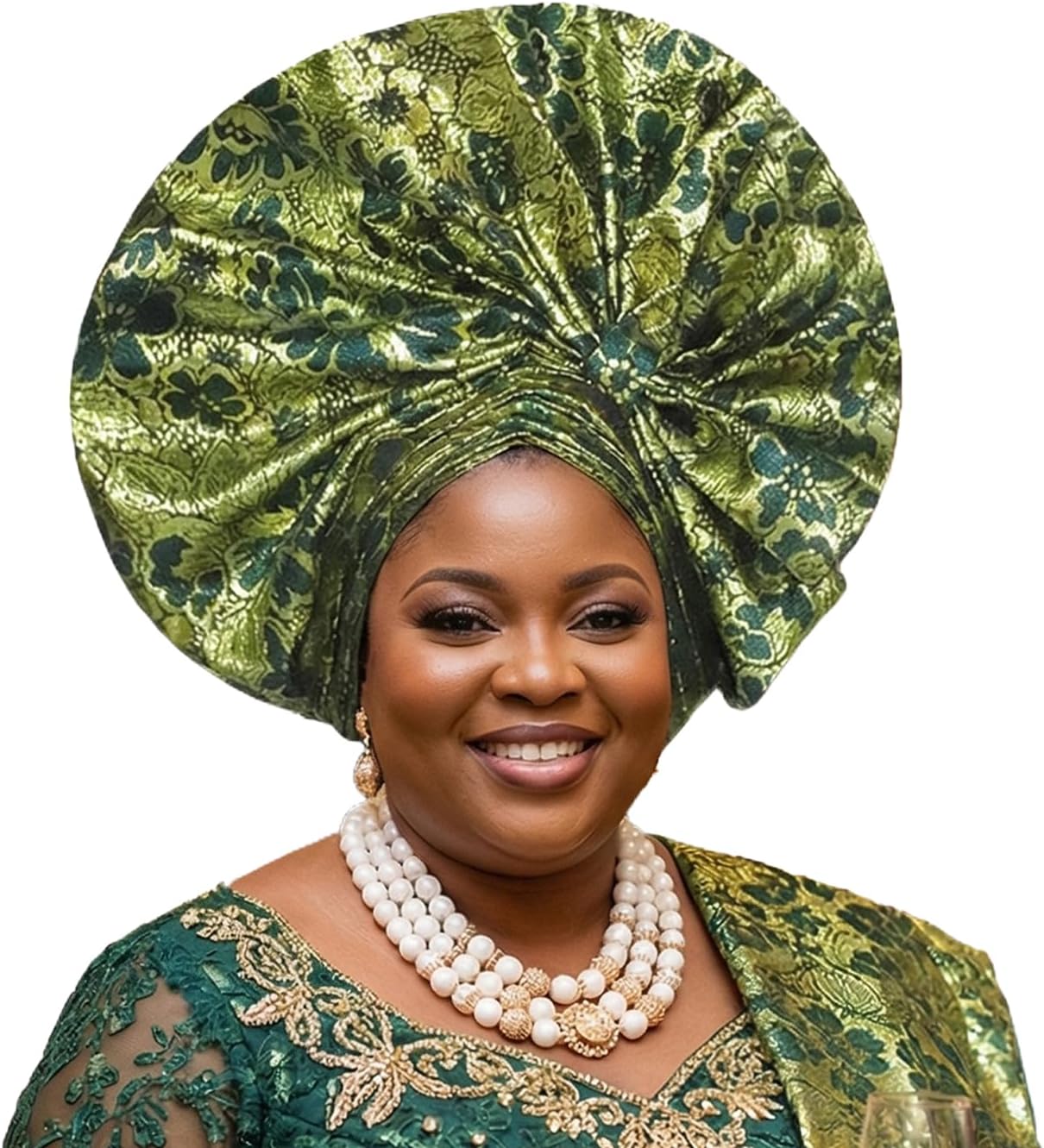 Nigerian hat Handmade Brocade Folding Fan Gorgeous African Women's Headscarf hat, Suitable for Wedding Parties