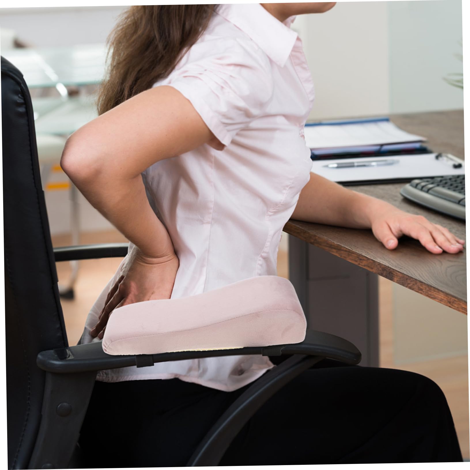 Operitacx 2 Almohadillas para Reposabrazos de Silla, Felpa Rosa, 2 Piezas