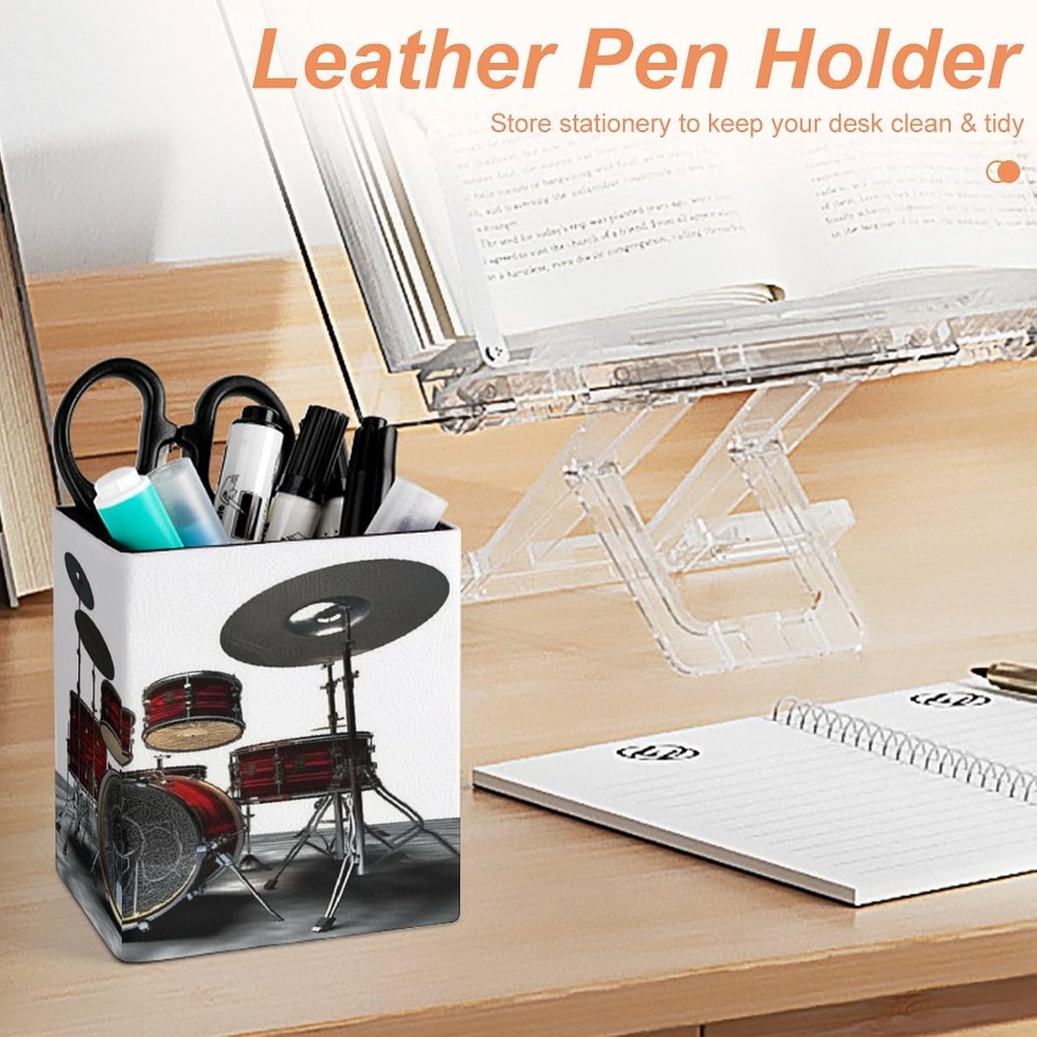 Pencil Holder for Office Supplies Cool Drum Set Desk Organizer image 4