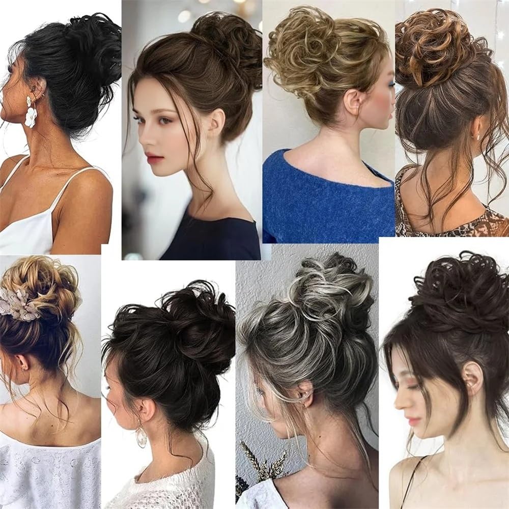 Facile da usare Chignon spettinato, acconciature spesse, extension for capelli sintetici elastici, ondulati e ricci, for coda di cavallo. Accessorio(12)