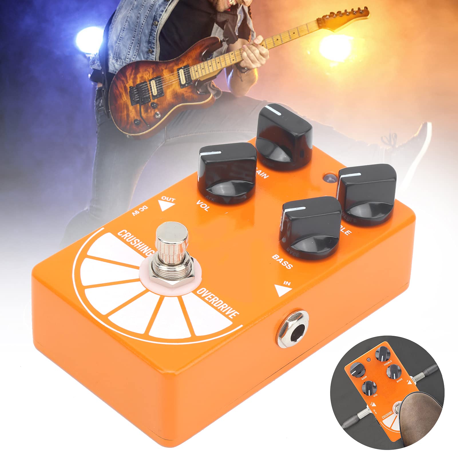 Pedał Overdrive do gitary elektrycznej, przenośny 4,4 X 2,5 X 1,3 cala Pedał Overdrive Mały rozmiar Pedał efektu Overdrive do gitary elektrycznej na gitarę